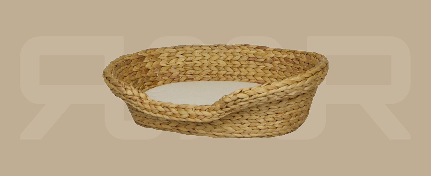 Зручне котяче ліжечко Rohrschneider з подушкою | Гніздо для котів з ротангу | Екологічне котяче ліжко з подушкою | 2 розміри