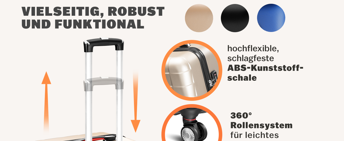 Набір валіз MONZANA® 3шт Exopack TSA, 3 шт. (M-L-XL), жорсткий корпус, блакитний