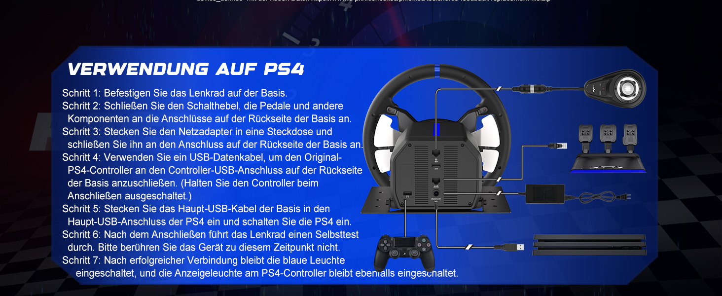 PXN V99 ігровий кермо з педалями та перемикачем передач – 3.2 Nm Force Feedback, 270°/900°, 11.8 дюймів, 4 лопаті перемикання передач, додаток Tools – кермо для PC, Xbox та PS4