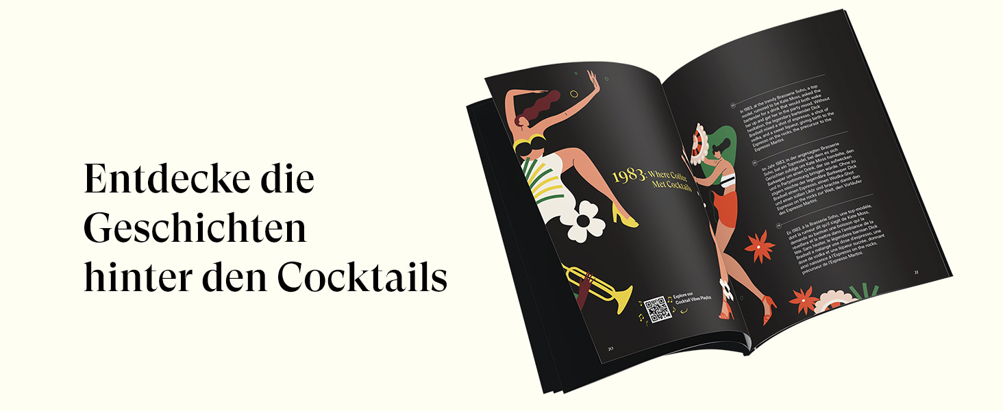 Коктейльний набір Cocora Martini-Set 8 предметів з нержавіючої сталі: шейкер, келихи для Мартіні, книга рецептів, подарункова упаковка (Чорний)