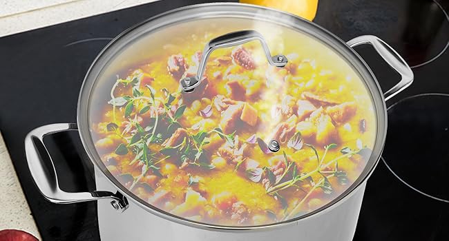 Каструля NutriChef 40 см, 14 л, з кришкою, нержавіюча сталь, для індукції, газу, електро, посудомийної машини, супова, для великих об'ємів