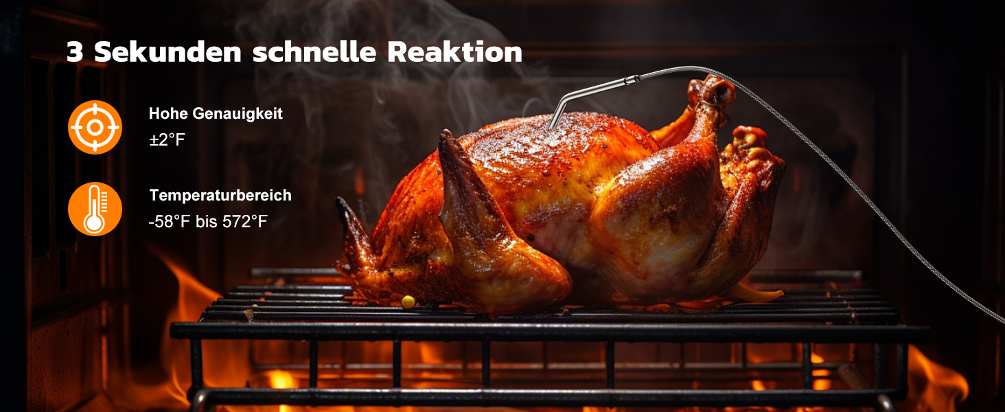 Термометр для м'яса Babacom з миттєвою індикацією та двома зондами, термометр для запікання з налаштуванням тривоги та калібруванням, термометр для гриля для кухні, духовки, цукру, рідин, BBQ, чорний