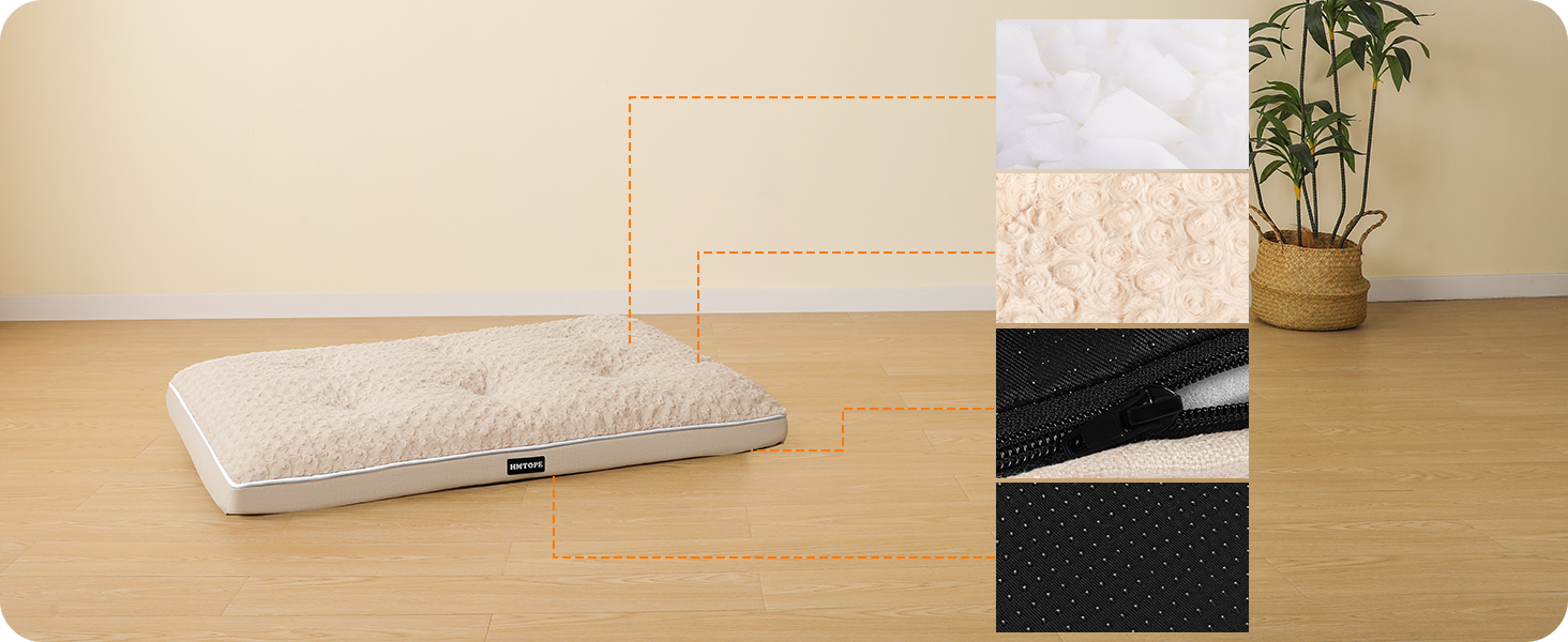 Ортопедичний лежак для собак, двоярусний килимок для собак, зручний лежак для собак, знімний кошик для собак, 90 см для собак маленьких та середніх порід (105 x 69 x 12 см, бежевий)