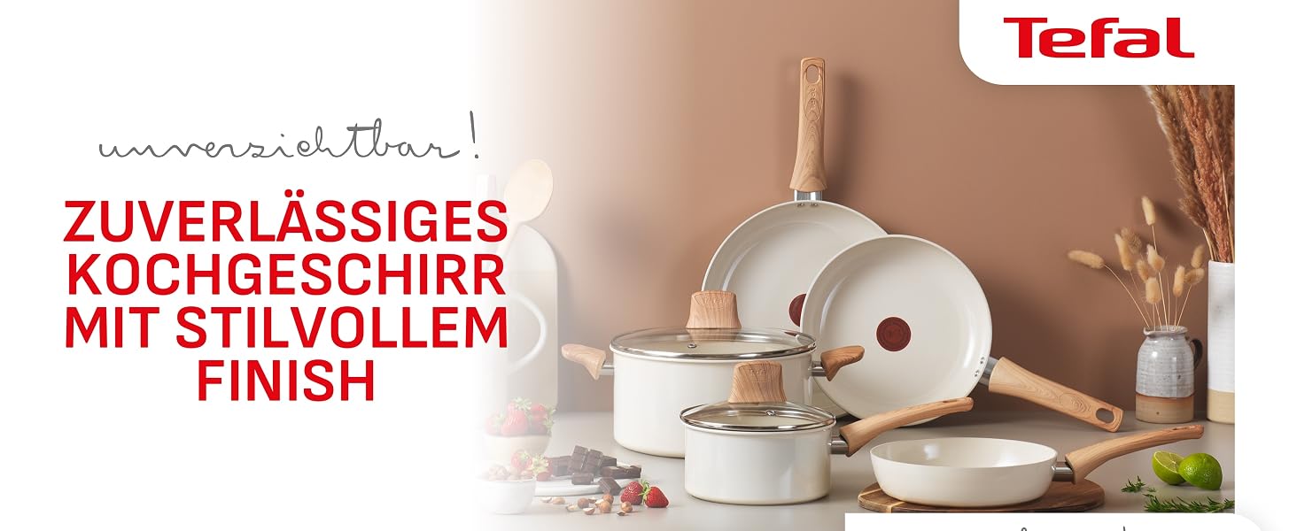 Набір посуду Tefal Cera Bright On 7 предметів: сковороди 20/24/28 см, каструля 16 см, каструля 24 см + кришки. Керамічне антипригарне покриття, алюмінієвий корпус (перероблений), індикатор нагріву Thermo Signal, для всіх типів плит, Бежево-сріблястий