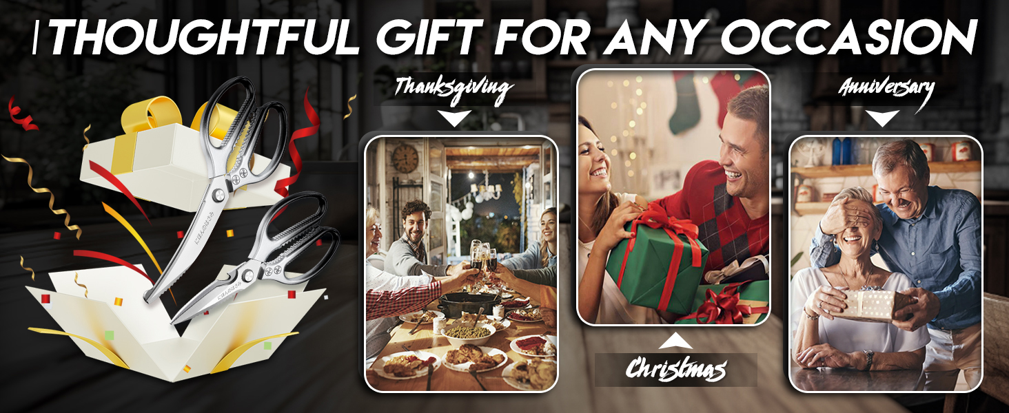 Набір кухонних ножиць DRAGON RIOT Stabile: 2 шт. з японської сталі, для м'яса та птиці, чорний колір, з нержавіючої сталі