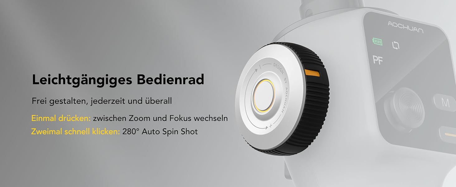 Стабілізатор гіроскоп AOCCHUAN Smart V8 з 7.8-дюймовою штангою, AI-трекінг, OLED-дисплей, кнопка зйомки (Чорний)