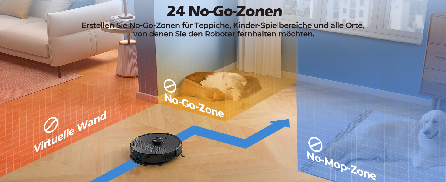 Робот-пилосос Lubluelu SL68 Plus 3-в-1 з вологою, 4500Pa, лазерна навігація, керування через додаток, 24 зони заборони, для тварин, килимів