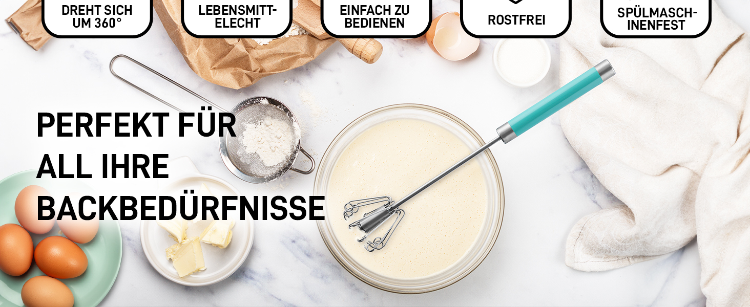 Zulay Kitchen: Ручний вінчик з нержавіючої сталі - автоматичний вінчик з пружинним механізмом, легке збивання яєць, тіста, молока, соусів, придатний для миття в посудомийній машині, стійкий до корозії, срібний