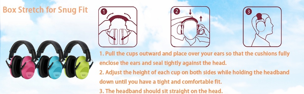 Навушники для захисту вух дитини, SNR 26dB, блакитні. Захист від шуму для сну, навчання, 3-16 років