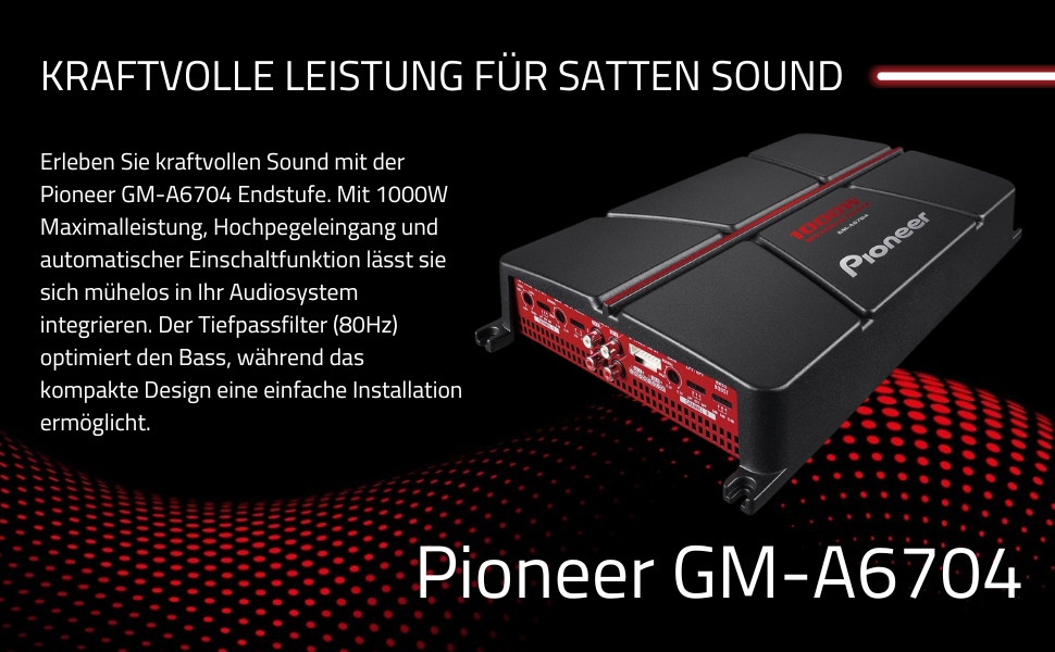 Автомобільний підсилювач Pioneer GM-A6704, 2/3/4-канальний, 1000 Вт, чорний