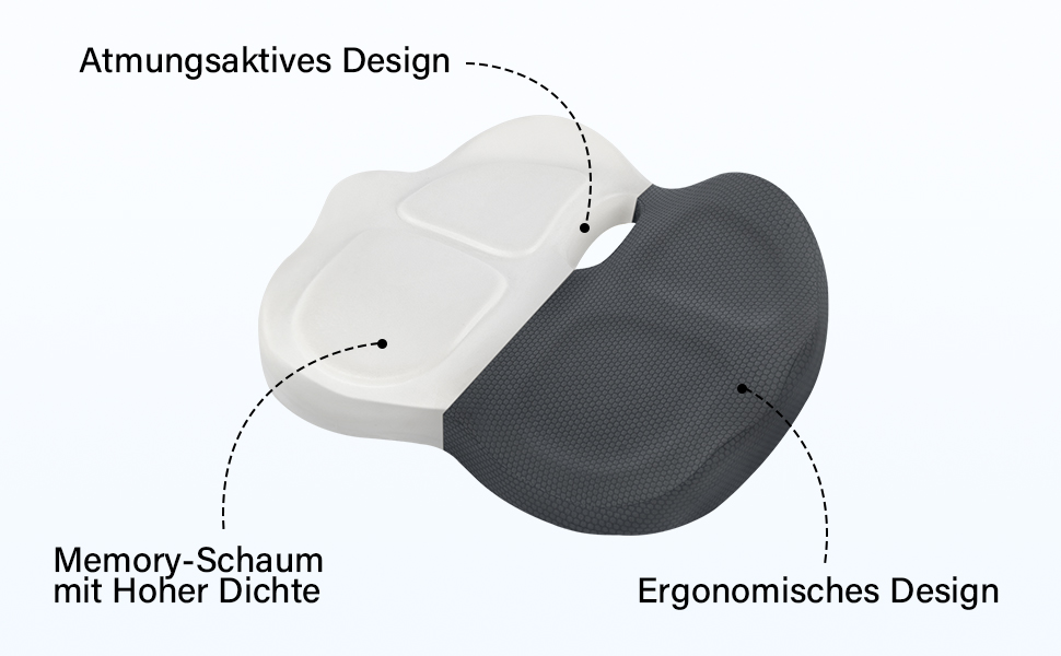 Ортопедична подушка для сидіння з Memory Foam: для офісного крісла, авто, інвалідного візка. Зняття навантаження на куприк, комфорт, нековзний низ (Сірий)