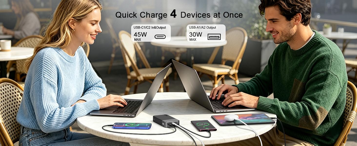 Power Bank NOBIS 20000mAh 45W Чорний: швидка зарядка USB-C/USB-A, цифровий дисплей, режим для малопотужних пристроїв