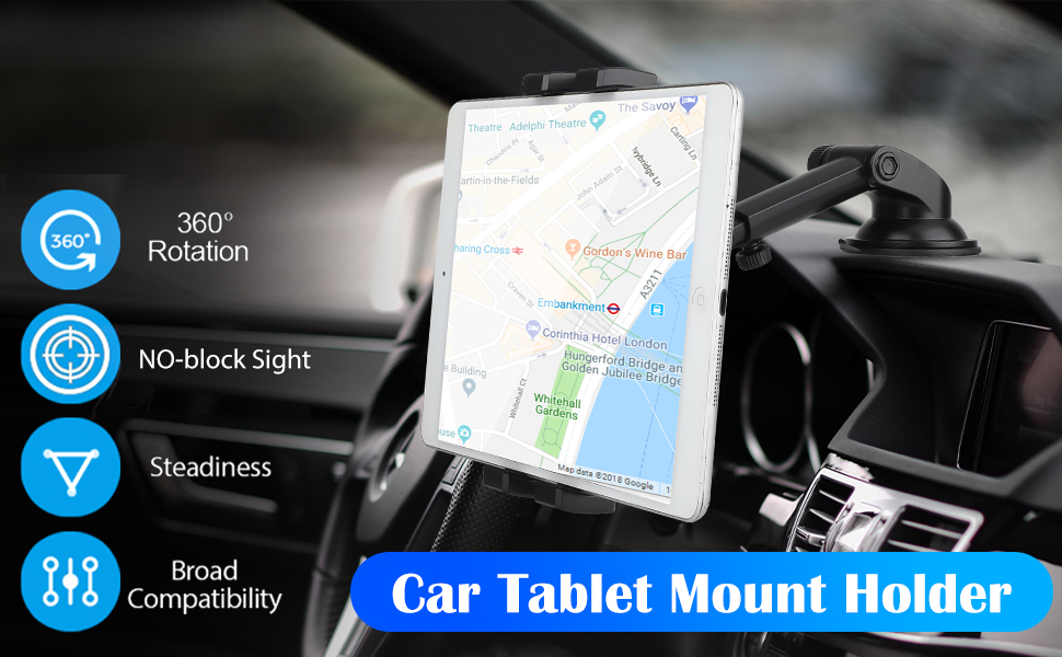 Утримувач для планшета в авто Linkstyle, універсальний, 360° обертання, для iPad та смартфонів 5.5-11 дюймів