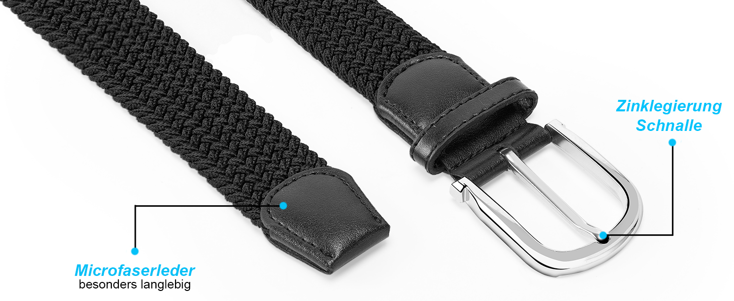 Плетені чоловічі ремені 3 шт., унісекс, еластичні пояси з тканини для чоловіків та жінок. Зручні для повсякденного носіння, міцні, довжина 130 см, чорний+синій+сірий