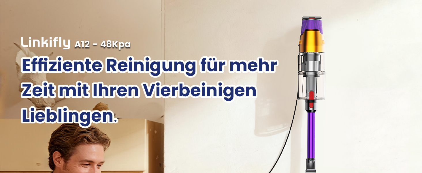Бездротовий акумуляторний пилосос A12 з функцією миття підлоги, 8-в-1, 48Kpa, 550W, 70 хвилин, з сенсорним екраном, об'єм контейнера 1,5 л, док-станція для стін, підходить для килимів, авто, шерсті тварин, фіолетовий
