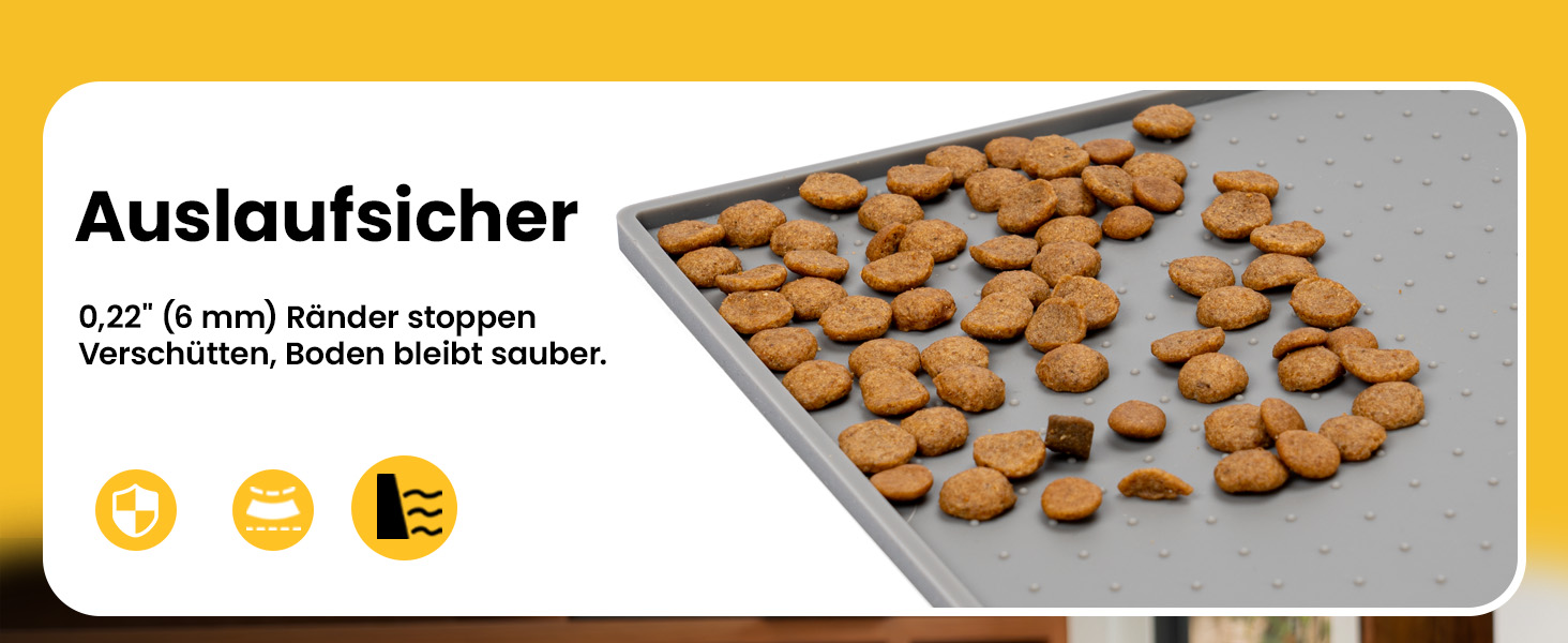 Килимок для годування собак та котів Conlun, нековзний, 100% водонепроникний, з піднятим бортиком, для запобігання розливу, придатний для миття в посудомийній машині (Taupe, 60 x 40 см)