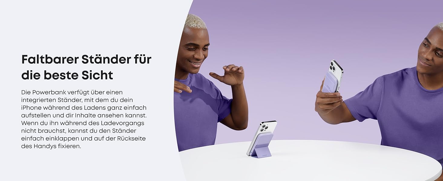 Anker MagGo Powerbank 5000mAh з магнітним з'єднанням, USB-C, для iPhone 17/16/15/14/13/12 (лавандовий)