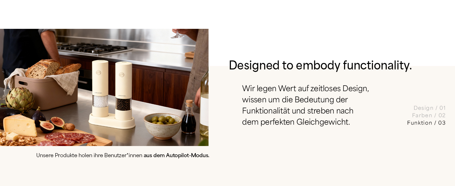 Електричні млини для солі та перцю LARS NYSØM (2 шт.) з регульованим керамічним подрібнювачем, працюють від AAA батарейок, сірий колір