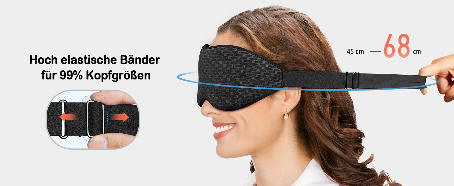 INNELO 3D маска для сну з блокуванням світла, ергономічна, для комфортного сну, чорна