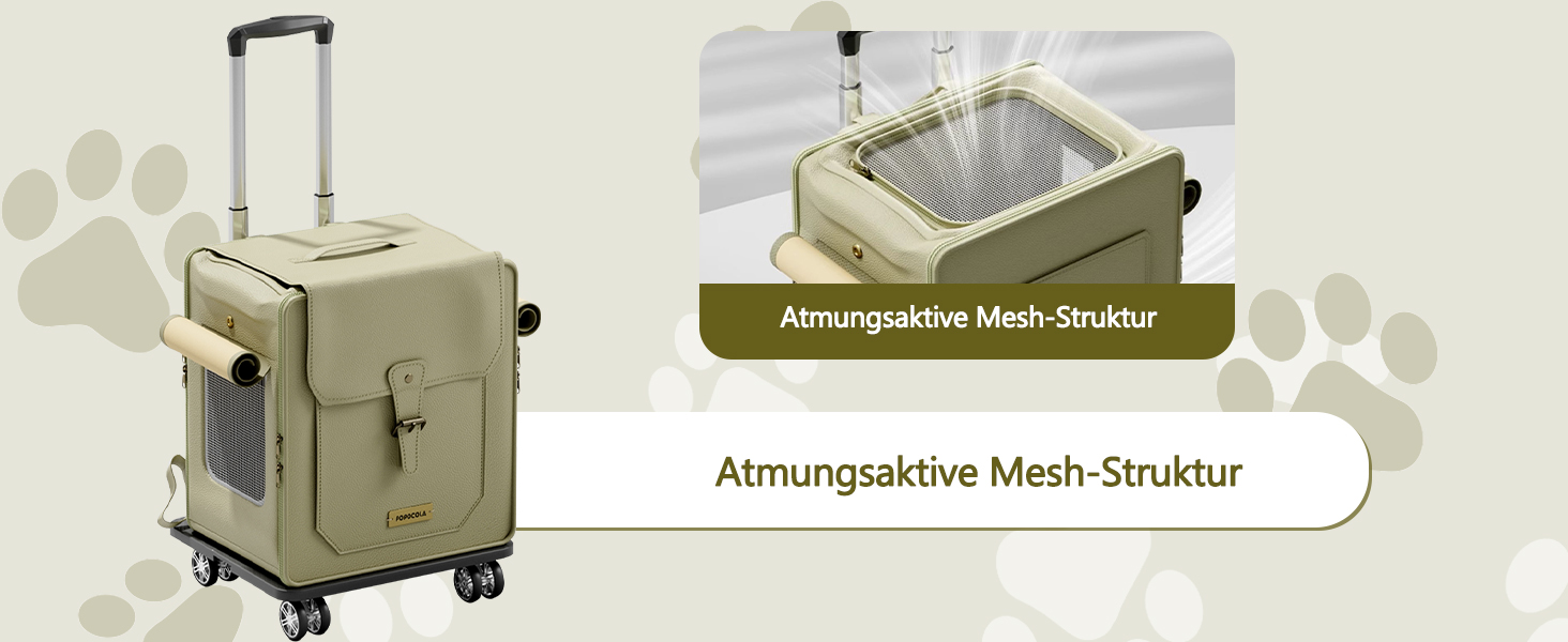 Рюкзак для тварин Galatée з колесами, візок для домашніх тварин, сумка для подорожей з собакою з знімними колесами, рюкзак для собак з вентиляційними вікнами з сітки (зелений)