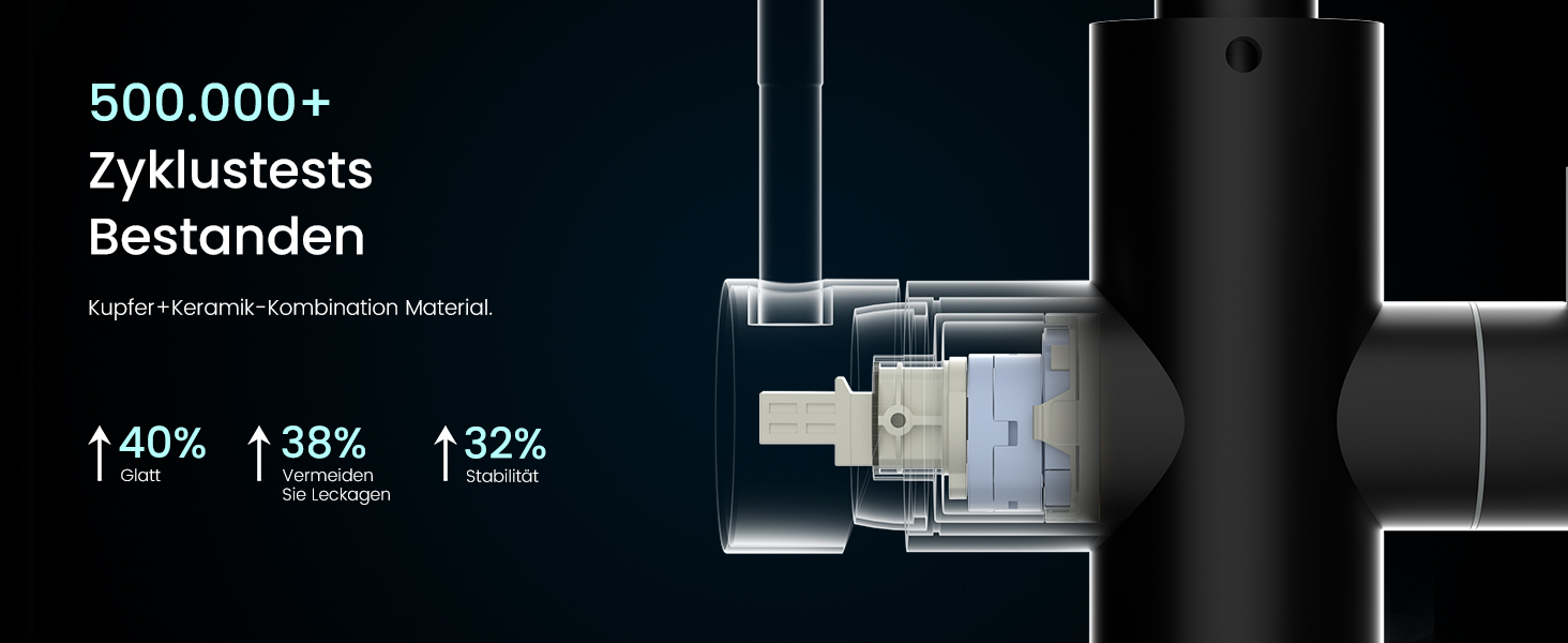Кран кухонний APPASO 3-в-1 чорного кольору, з трьома виходами, для фільтрації води, поворотний на 360°, з двома важелями, з нержавіючої сталі