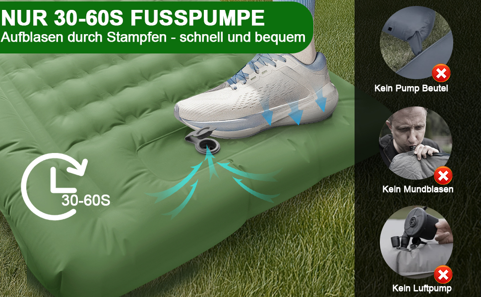 Саморозгортальний килимок Isomatte 12 см, з подушкою для кемпінгу, надувна повітряна матрацна, легкий, компактний, з насосом для відпочинку на природі, походів, намету, пляжу