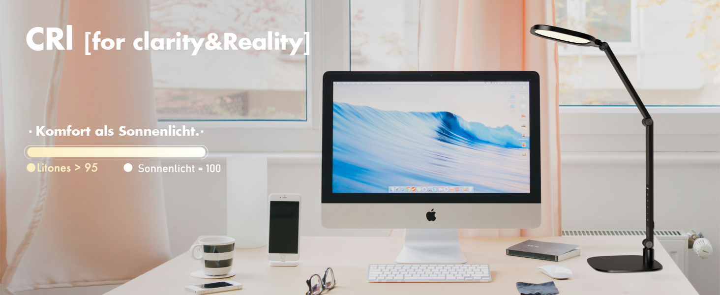 Стійка лампа LED з регулюванням яскравості, захист зору, денне світло, торшер для столу з 3 режимами кольору та сенсорним керуванням/функцією пам'яті, 15W, поворотна, чорна