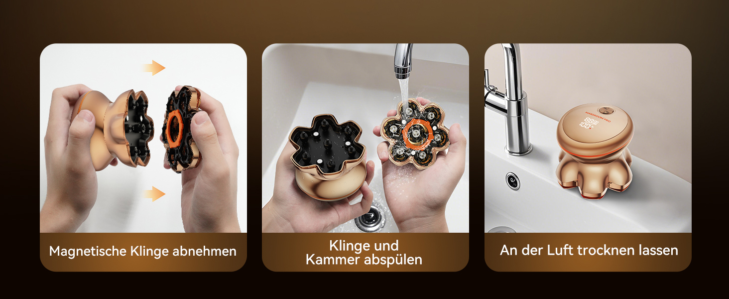 Професійний електричний стайлер для гоління голови 7D PRO Glatzen Rasierer для чоловіків. Водонепроникний (IPX6), з плаваючою головкою, акумулятор 1400mAh, швидкість 8800RPM, золота головка, USB-C, 0 мм