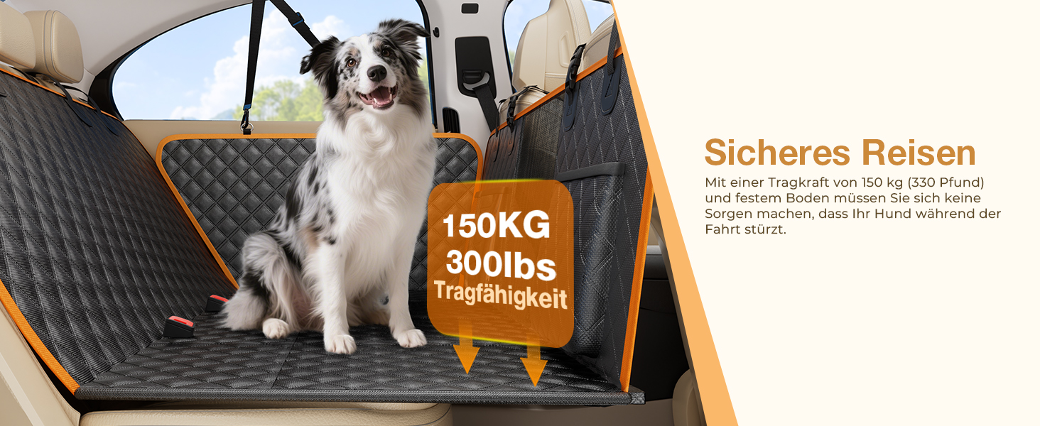 Плед для собак Pecute, захист заднього сидіння авто, підтримка жорстких поверхонь до 150 кг, покриває все заднє сидіння, для подорожей, ветеринара, авто/SUV/пікапи, чорний/оранжевий