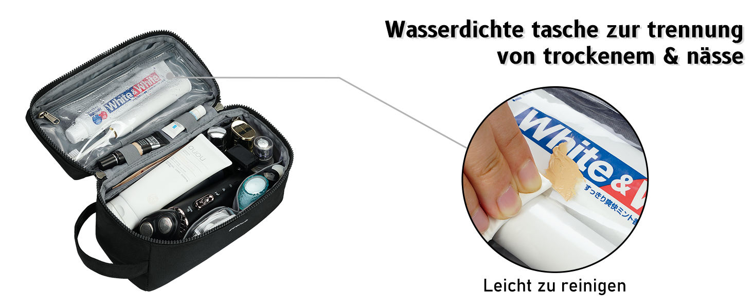 Чоловіча дорожня косметичка ECOHUB, водонепроникна, з відділенням для мокрого та сухого, двома блискавками, темно-синя, L