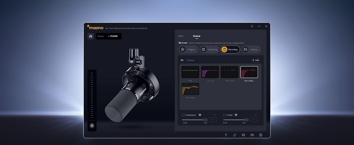MAONO PD300X: USB-мікрофон для подкастів та запису звуку, XLR, динамічний, шумозаглушення, 192kHz-24Bit