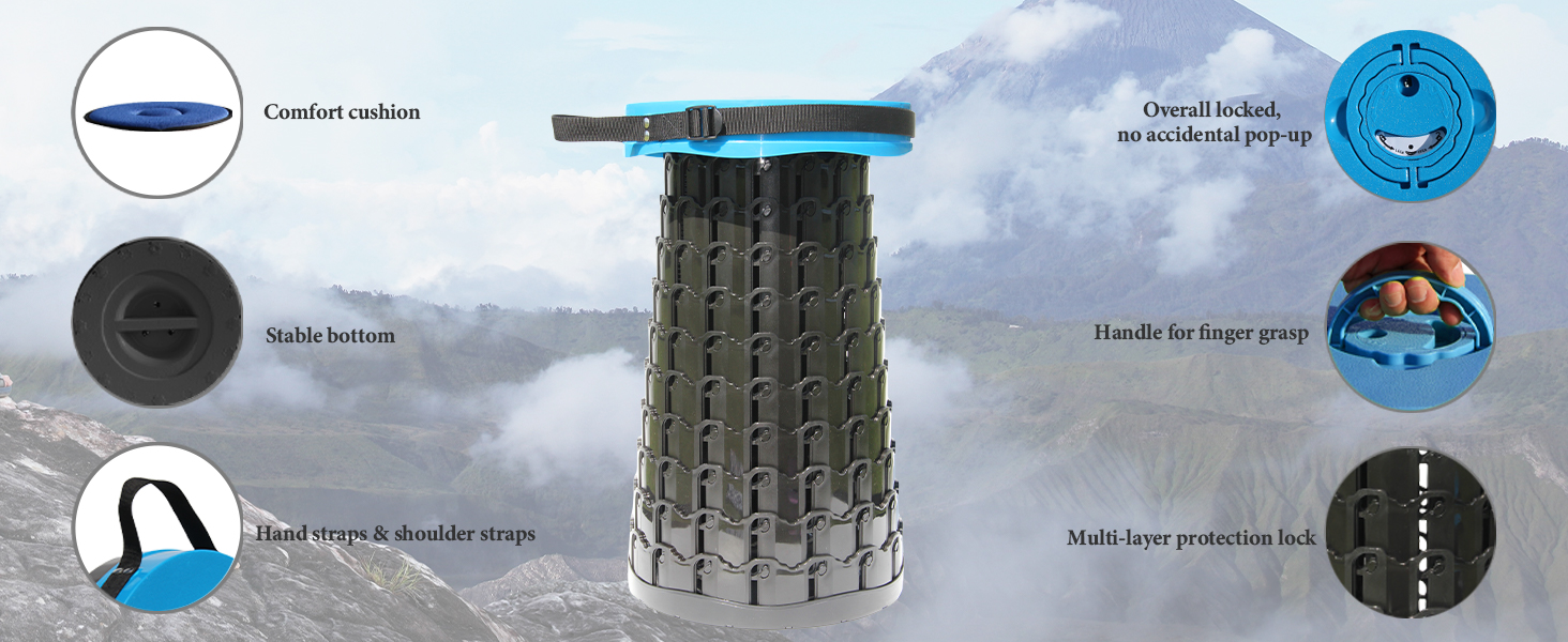 Складаний стілець Upgrade XXL з подушкою, 1000 фунтів вантажопідйомності, для відпочинку на природі, кемпінгу та подорожей (Блакитний)