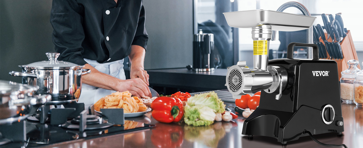 VEVOR 1100W Electric Meat Grinder - Stainless Steel, 250kg/hr - Commercial Meat Processing Machine for Restaurant, Butcher Shop, Supermarket