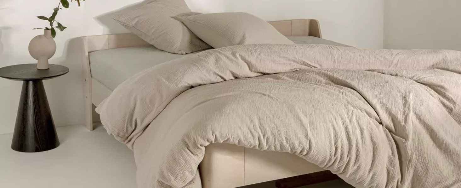 Набір постільної білизни для ліжечка Hook з мусліну 100% бавовни (100x135 см) – дихаючий та м'який, ручної роботи | Комплект постільної білизни для малюків з наволочкою 40x60 см (Рожевий, 135 x 100 см)