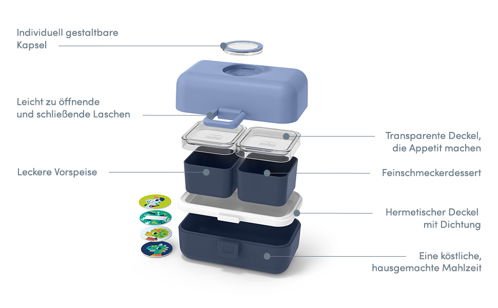 Monbento Brotdose Kinder MB Tresor – ланчбокс для дітей з 3 відділеннями – блакитний вовк