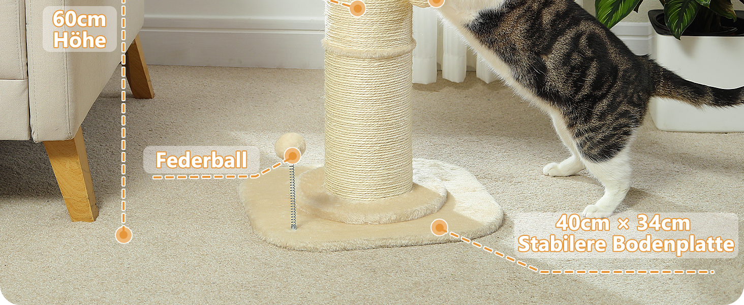 Котячий будиночок PAWZ Road: високий когтетоп з м'яким ліжком та іграшками, бежевий