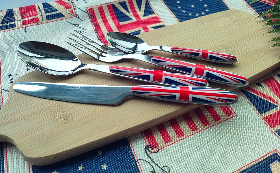 Набір столових приборів Exzact Rostfrei Stahl (нержавіюча сталь) з дизайном Union Jack (24 шт.)