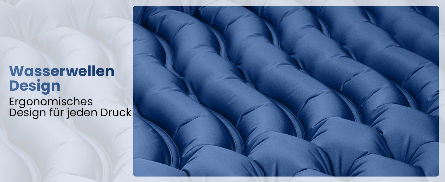 Надувний килимок для кемпінгу LAMA Doppel 200x140x10 см для двох осіб з помпою та подушкою, блакитний