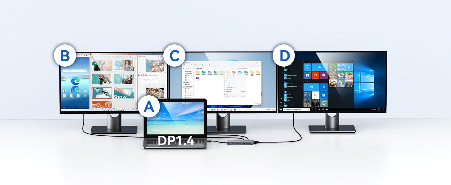 Док-станція USB C 13-в-1 для ноутбука: 2 HDMI, DisplayPort, 5 USB, Ethernet, 100W PD, SD/TF, Audio/Mic, підходить для Dell, HP, Surface