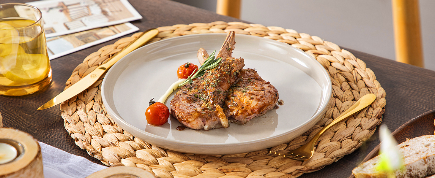 Набір чашок Vancasso PLAYA 6 шт. з ручкою 480мл, чайні чашки з кераміки, придатні для мікрохвильової печі та посудомийної машини (Бежевий, Сервіз 48 шт.)