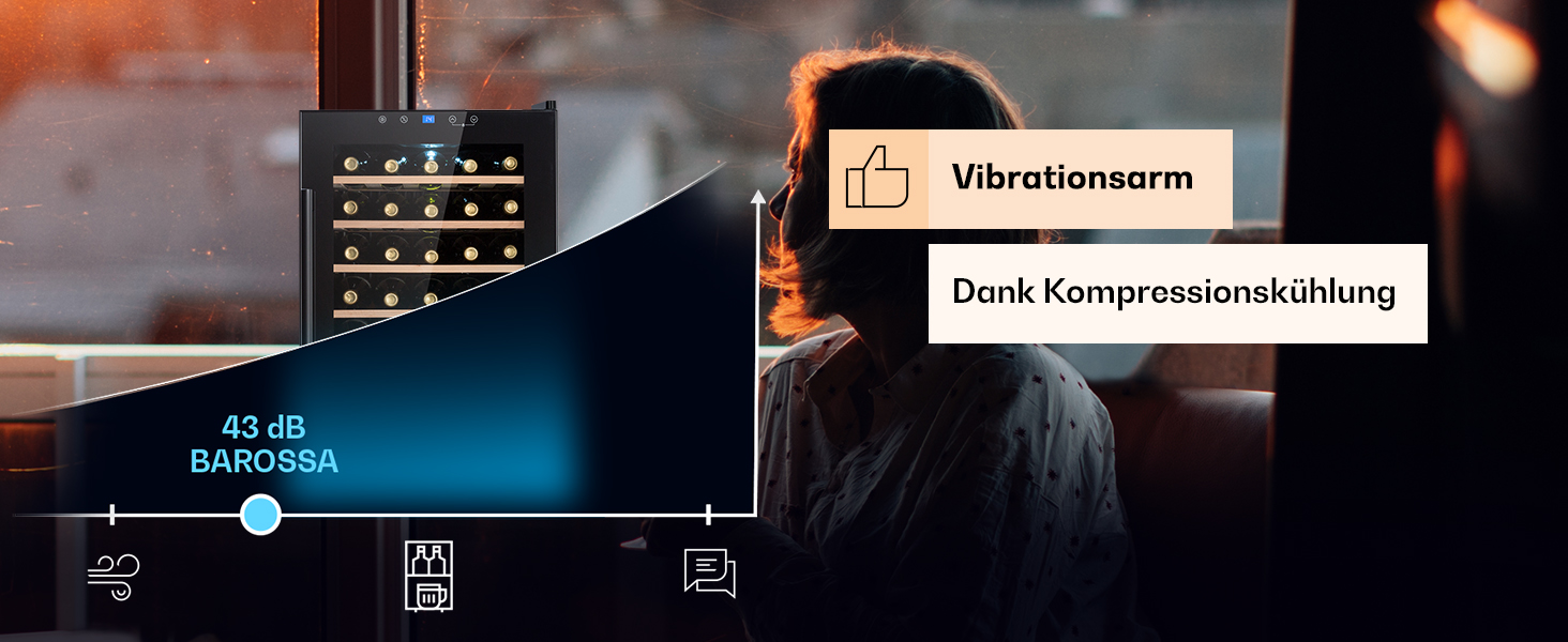 Витримайте вино та охолоджуйте напої: Витримайте вино та охолоджуйте напої Klarstein – витримайте вино та охолоджуйте напої, 36 пляшок, з UV-захистом, 4-18°C