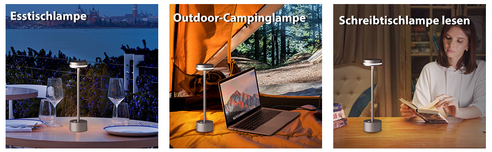 LED настільна лампа з акумулятором, бездротова, з торшером, сенсорне керування, алюмінієвий корпус, 3 режими димування, 4000mAh, 3000K, для обіднього столу, вітальні (срібна)