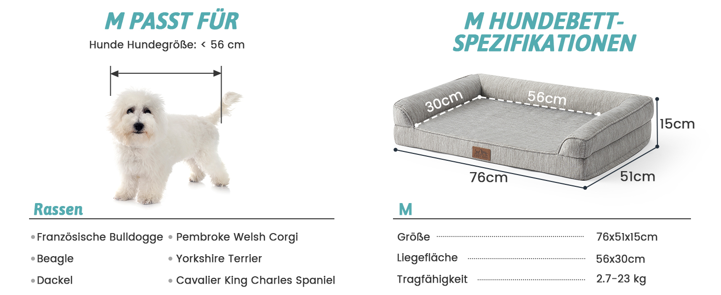 Ортопедичне ліжко для собак середнього розміру COZY KISS з знімним, пральним чохлом. Підтримує хребет, водонепроникні бортики та протиковзна основа. Розмір: 91x69x16 см, колір: сріблясто-сірий