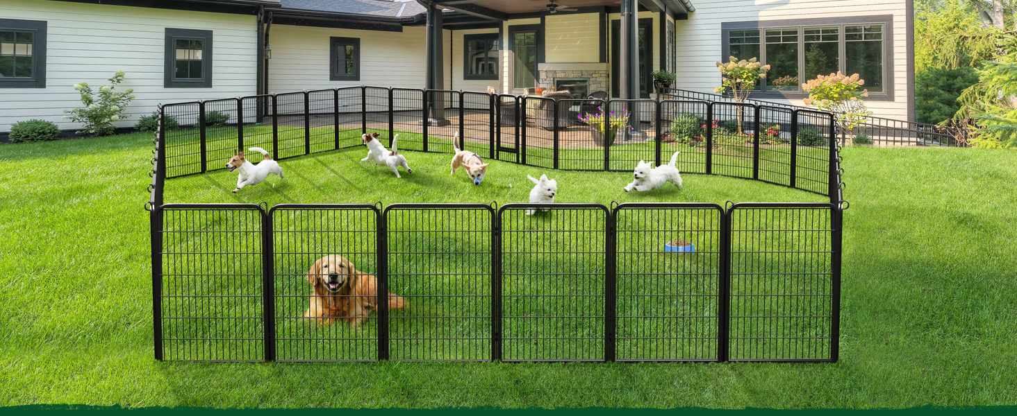 Yaheetech 100cm Foldable Dog Playpen - 6 Panel, Freestanding Kennel for Dogs - Indoor & Outdoor Use, Tool-Free Assembly