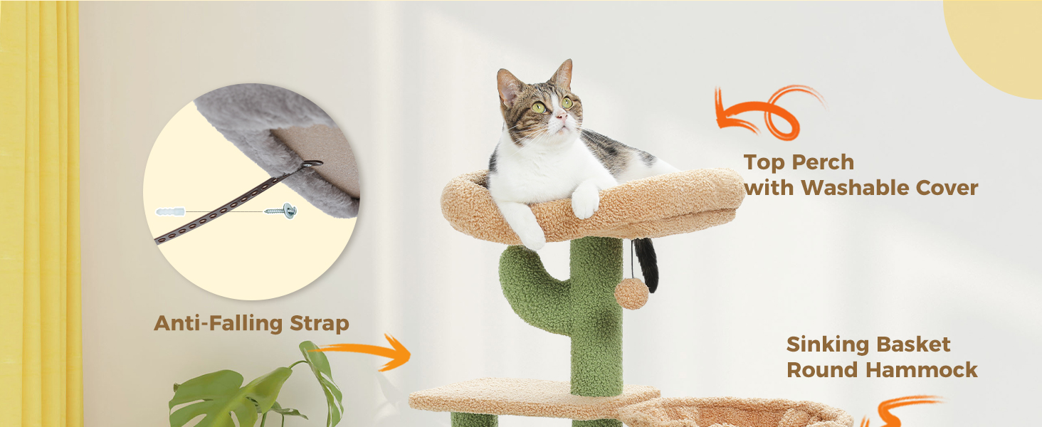 PAWZ Road Дерев'яний кігтеточка для котів з гамаком, 80 см, зелений