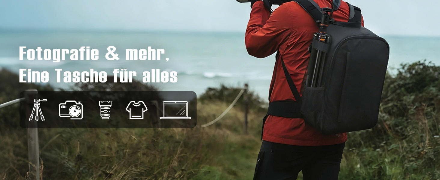 Професійний фоторюкзак Kamerarucksack для DSLR/SLR камер, об'єктивів та штативів - водонепроникний, унісекс