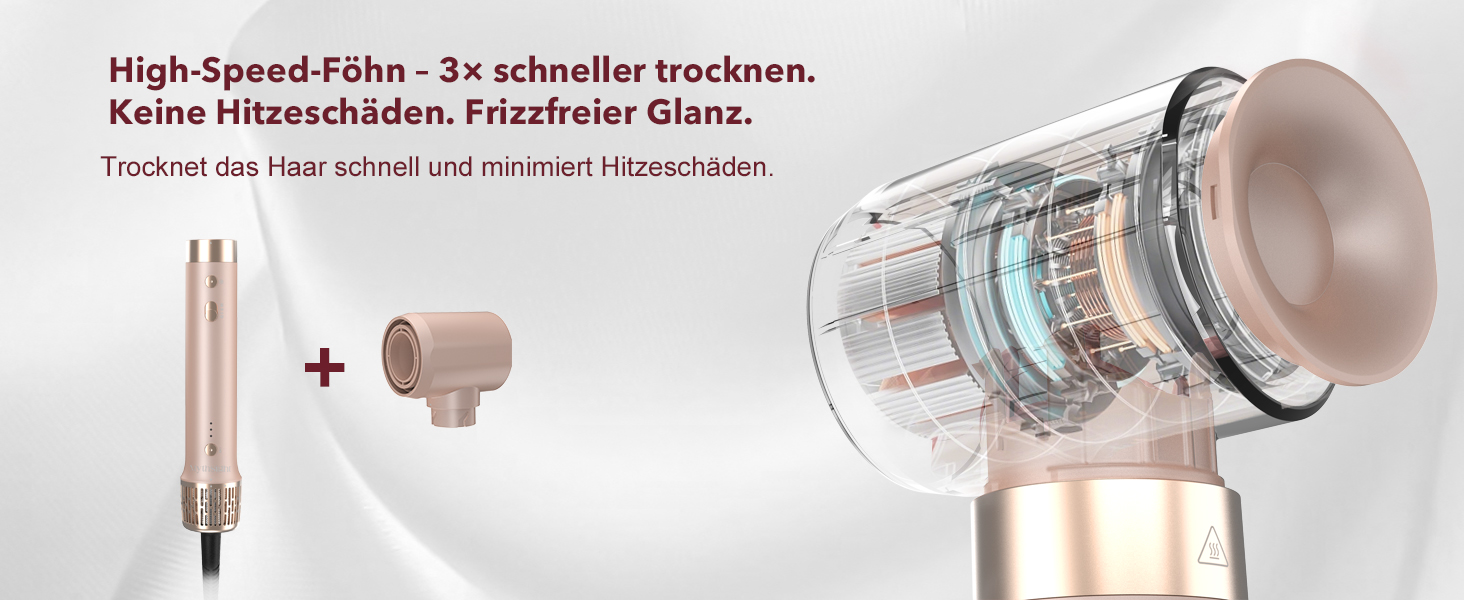 Airstyler 6-в-1: Фен, плойка, об'єм, локони, випрямлення. Рожевий (Champagnerfarben)