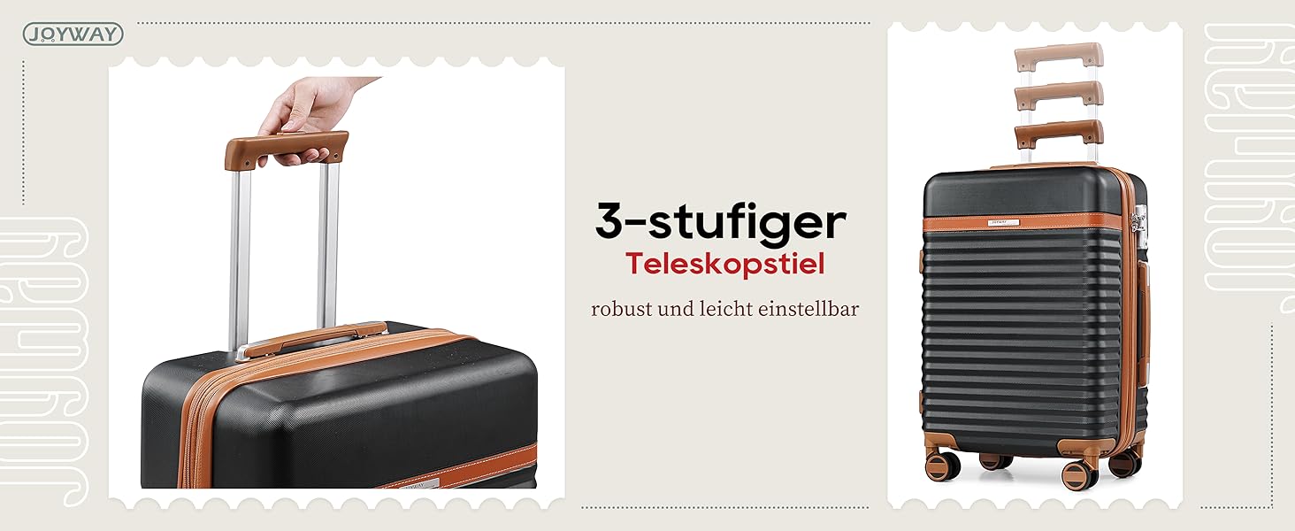 Чохол-валіза Joyway ABS, розширюваний, на 4 колесах з TSA-замком, набір (1 велика сумка, 1 косметичка, чорний, M)