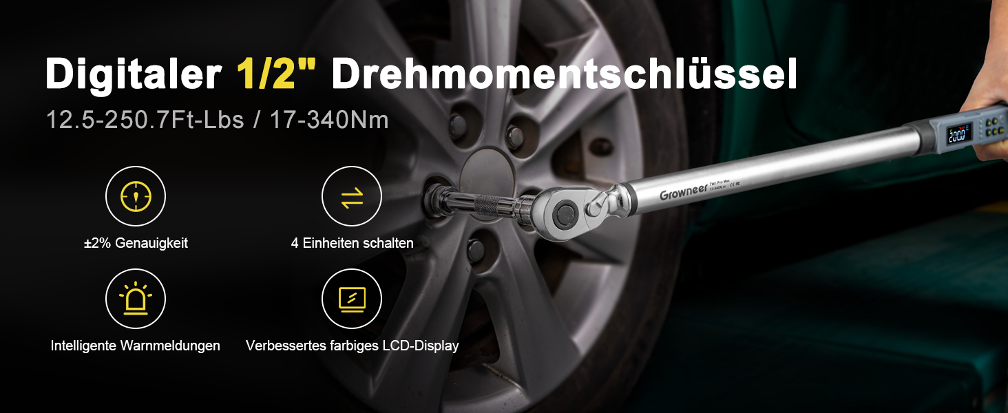 Цифровий шуруповерт з моментом, 2.66-53.1 In-lbs/ 1/4'' Drive, 17-340Nm, з індикатором крутного моменту, звуковим сигналом та LED-дисплеєм, 27 в 1