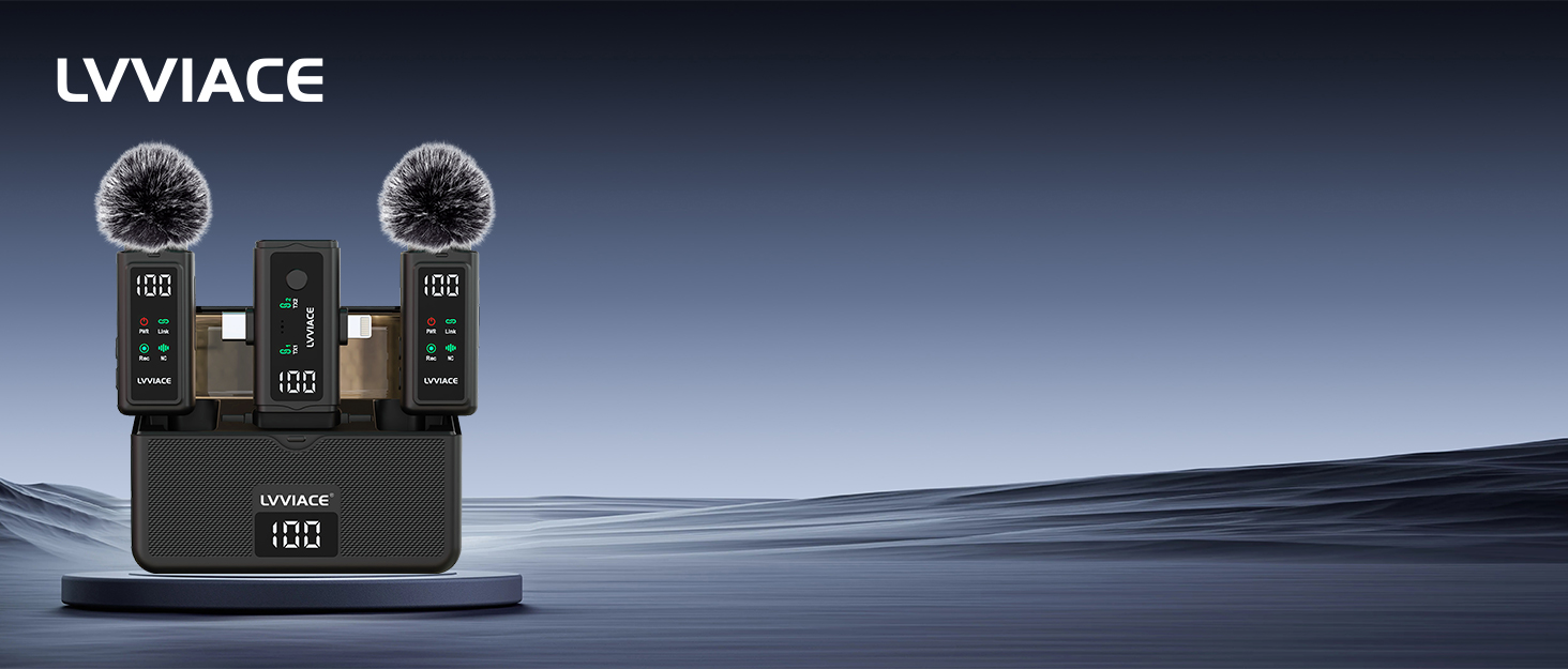 Мікрофон-петличка 3-в-1 для iPhone, Android, камери: бездротовий мікрофон з шумозаглушенням, 45 годин роботи, цифровий дисплей, кейс для зарядки, відеозйомка, стрімінг